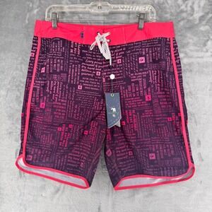 William Murray Men's‎ Board Shorts Size 34 Purple Pink Text Print Swim Trunks